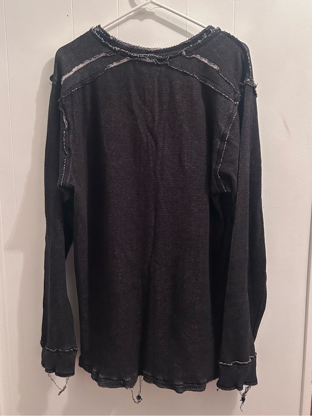 Washed Black Long-Sleeve Thermal Top - Women's
